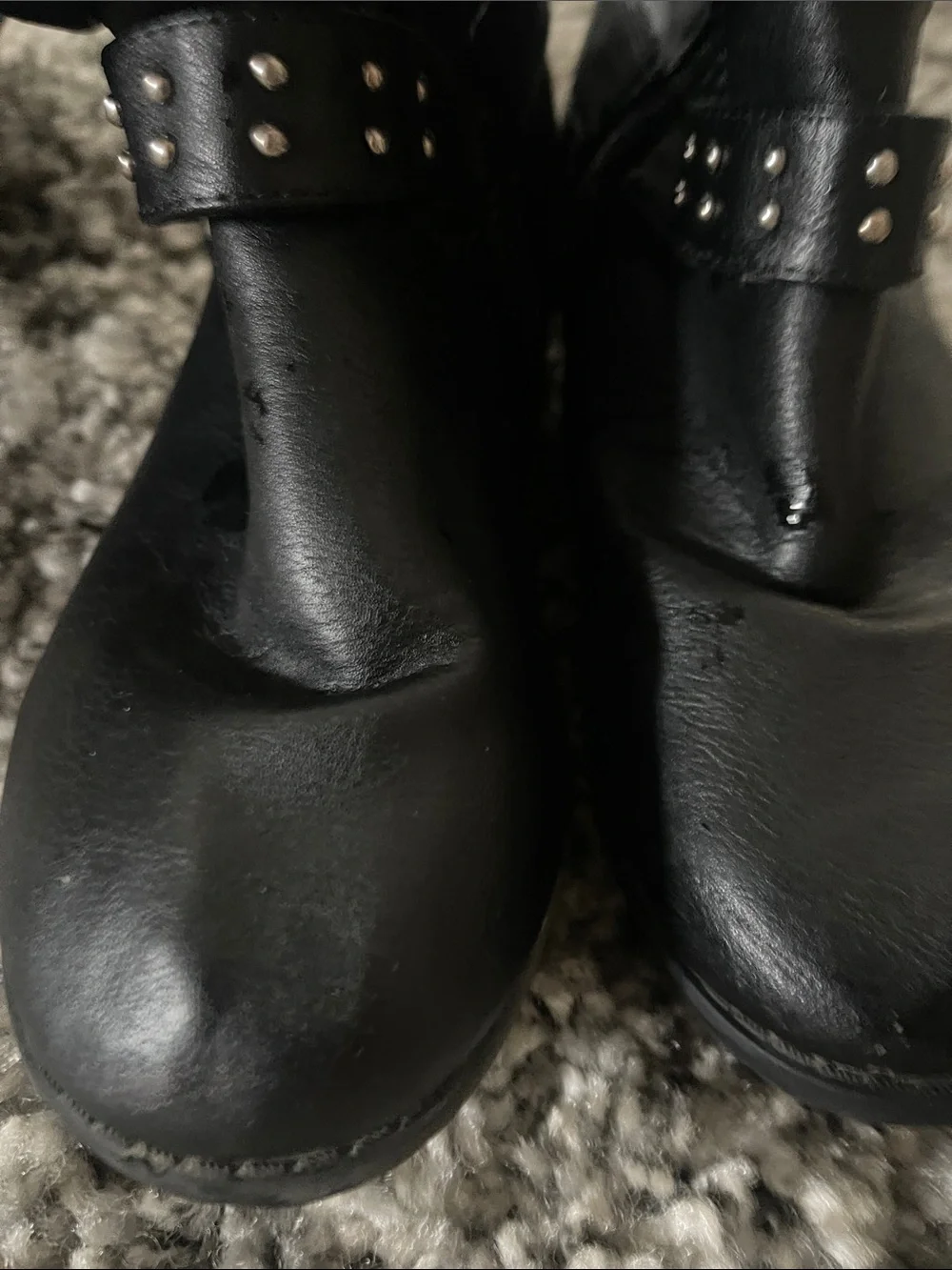 Michael Kors Black Faux Leather Mid-Calf Studded Harness Boots with MK Logo